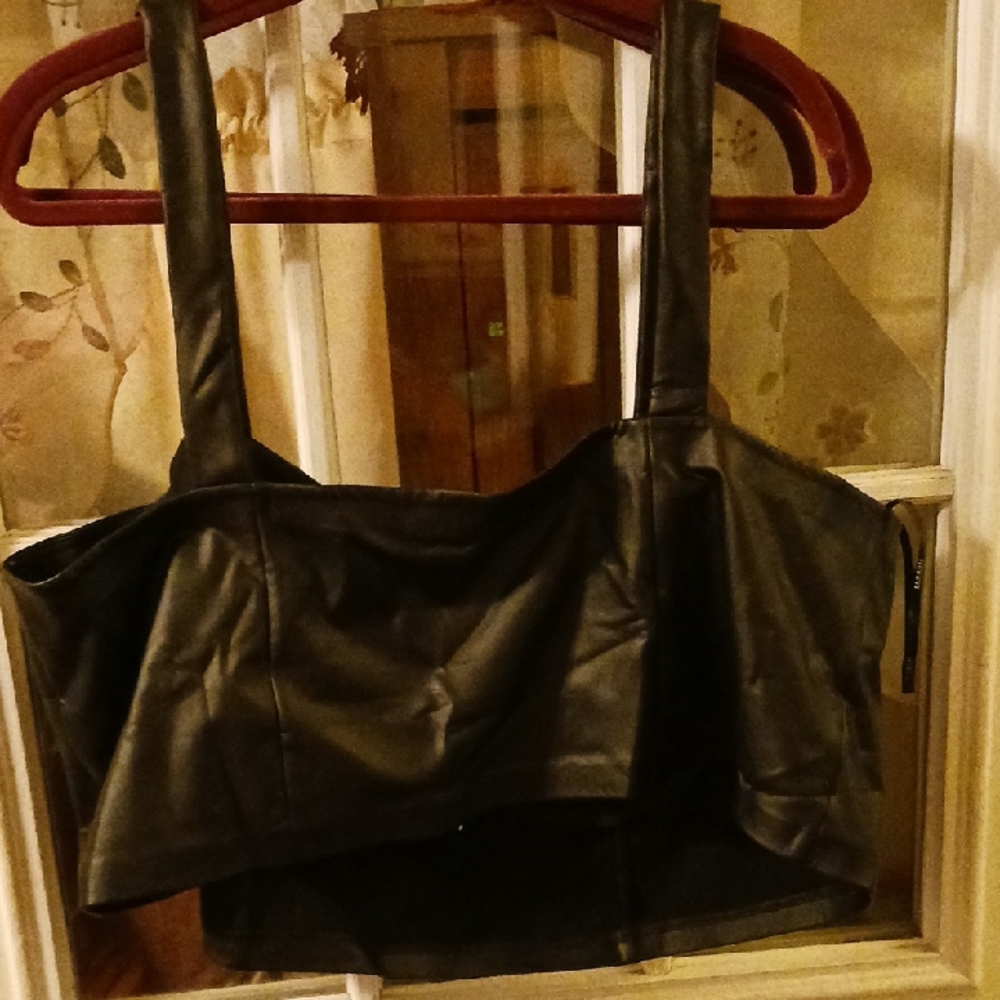 Faux Leather Black Bustier Top (See More Photos Of Item In Listing) - Picture 9 of 14